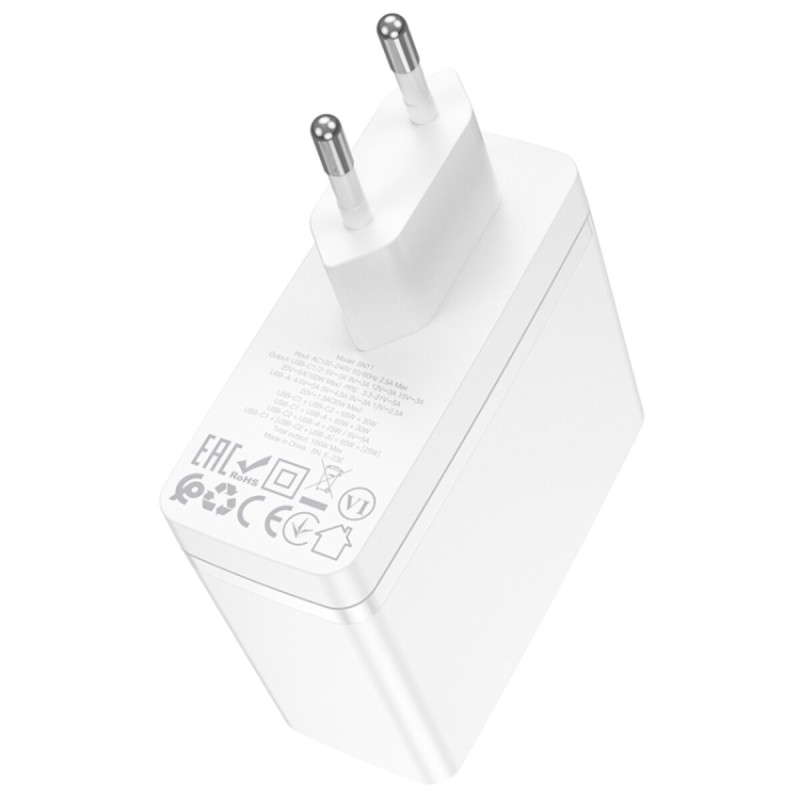 Мережевий зарядний пристрій BOROFONE BN11 Imperial PD100W three-port(2C1A) charger White (6941991103773)