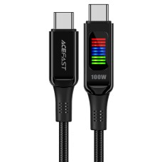 Кабель ACEFAST C7-03 Type-C to Type-C 5A, 100W, 1.2m, nylon, zinc connectors, LED, Black (6974316282778)