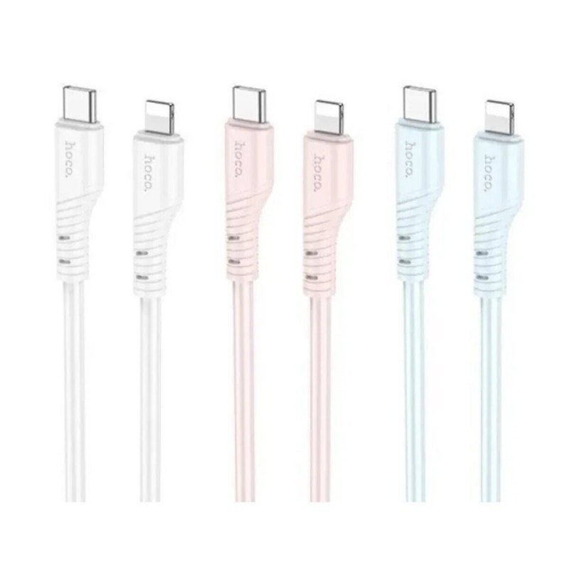 Кабель HOCO X97 Crystal color silicone charging data cable iP white (6931474799791)