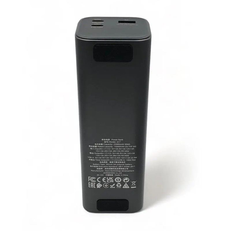 Зовнішній акумулятор HOCO Q17 Electric PD140W power bank(25000mAh) Black (6942007602075)