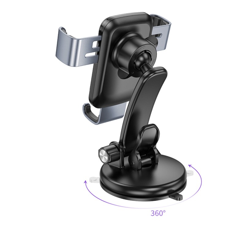 Тримач для мобільного BOROFONE BH95 Warrior gravity car holder(center console) Black Metal Gray (6941991105340)