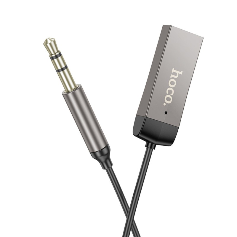 Bluetooth-ресивер HOCO E78 Benefit car AUX BT receiver with cable Black Metal Gray (6942007605663 )