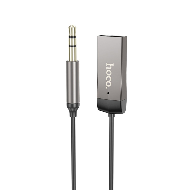 Bluetooth-ресивер HOCO E78 Benefit car AUX BT receiver with cable Black Metal Gray (6942007605663 )