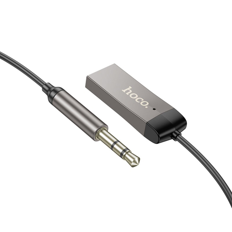 Bluetooth-ресивер HOCO E78 Benefit car AUX BT receiver with cable Black Metal Gray (6942007605663 )