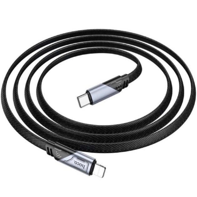 Кабель HOCO U119 Type-C to iP PD 27W, 1.2m, nylon, aluminum connectors, Black (6942007604963)
