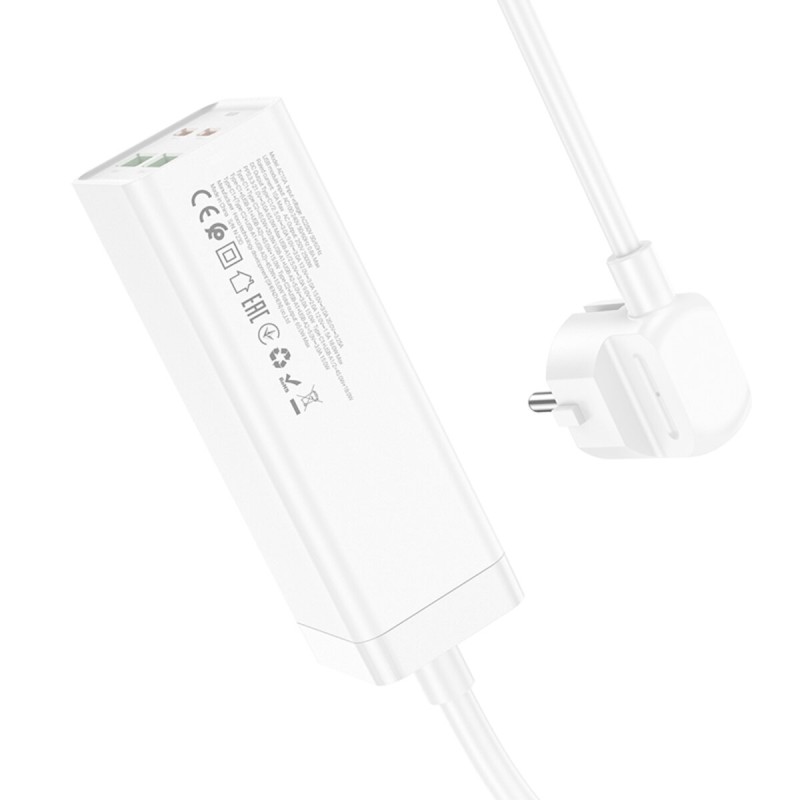 Мережевий подовжувач HOCO AC10A Barry PD65W GaN (2C2A with 1 socket) desktop charger White (6942007601689 )