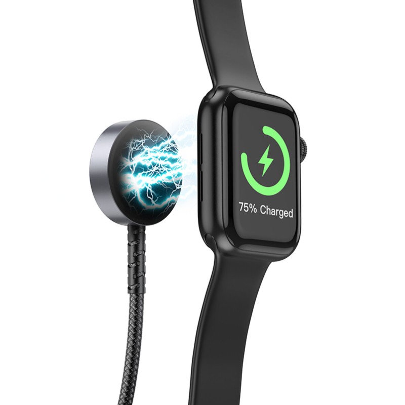 Бездротовий зарядний пристрій HOCO CW54 2-in-1 charging cable iP+iWatch Black (6942007611381 )