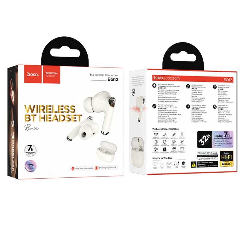 Навушники HOCO EQ12 Rima true wireless BT headset Milky White (6942007618755 )