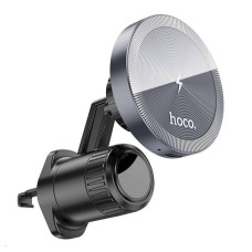 Тримач для мобільного з БЗП HOCO HW6 Vision metal magnetic wireless fast charging car holder(air outlet) Black (6942007606622)
