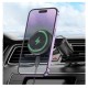 Тримач для мобільного з БЗП HOCO HW6 Vision metal magnetic wireless fast charging car holder(air outlet) Black (6942007606622)