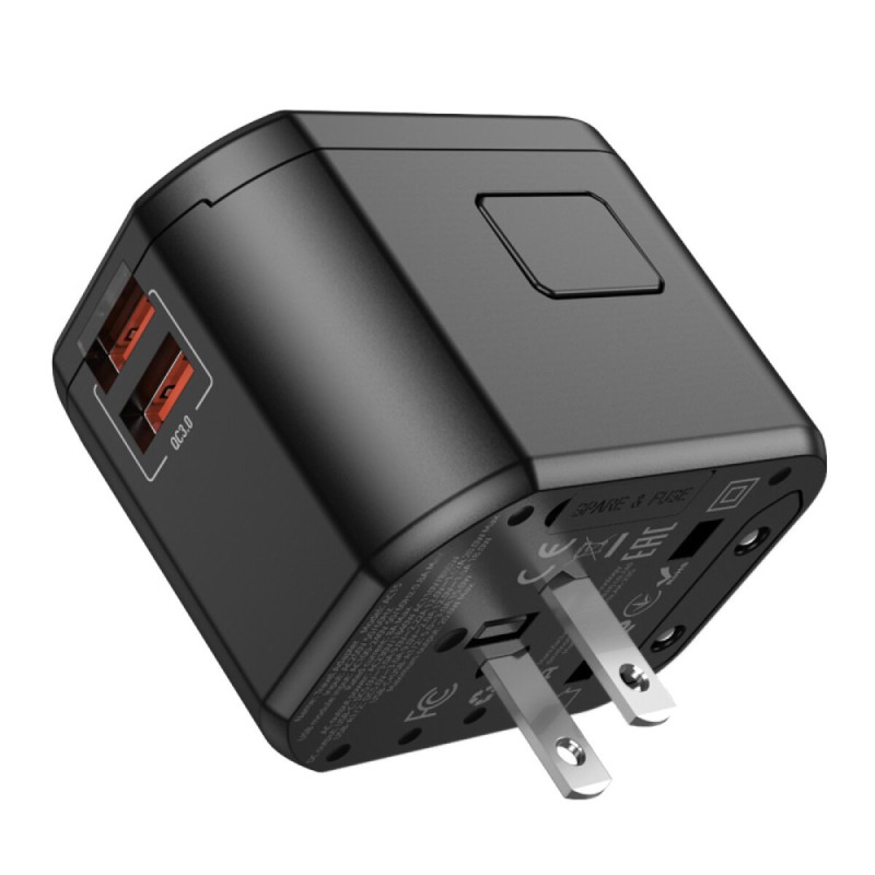 УЗП HOCO AC15 Walker three-port PD20W(1C2A) universal conversion charger Black (6942007607773 )