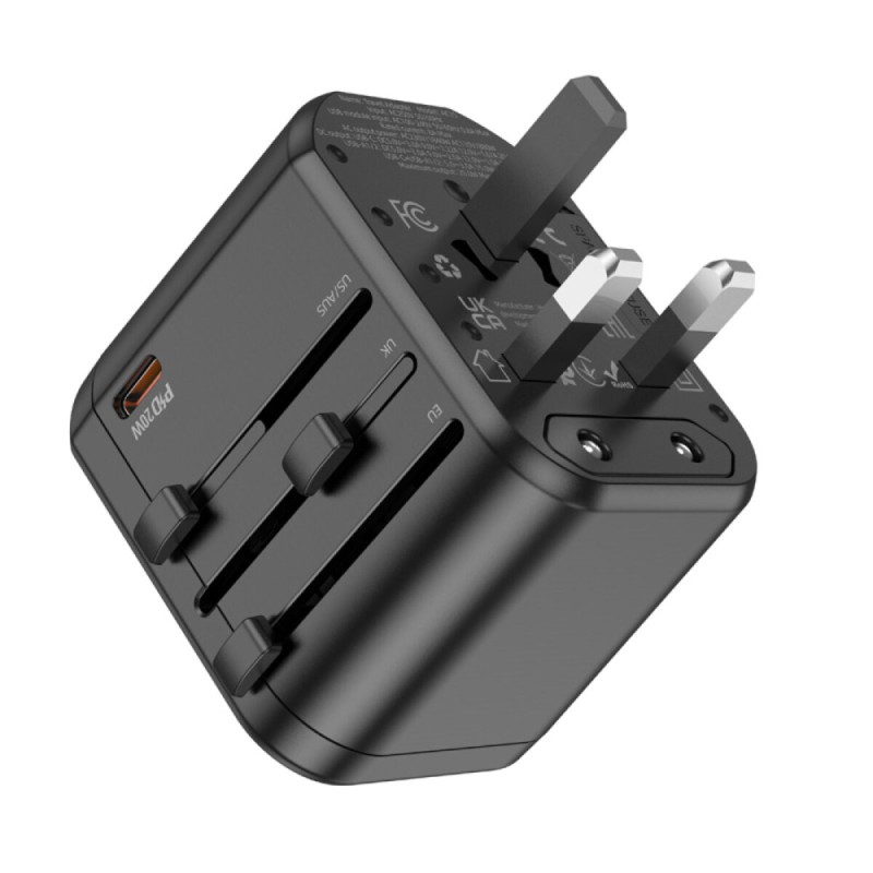УЗП HOCO AC15 Walker three-port PD20W(1C2A) universal conversion charger Black (6942007607773 )
