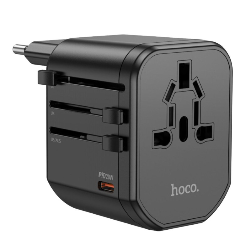 УЗП HOCO AC15 Walker three-port PD20W(1C2A) universal conversion charger Black (6942007607773 )