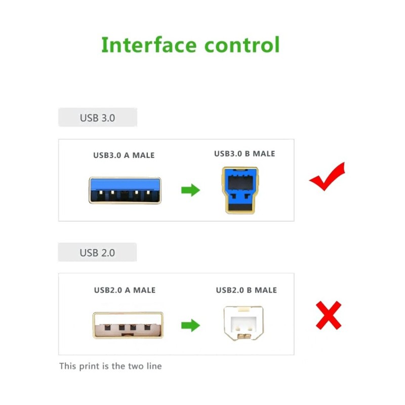 Кабель UGREEN US210 USB 3.0 AM to BM Print Cable 2m (Black）(UGR-10372) (UGR-10372)