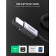 Кабель UGREEN US369 USB-A Male to USB-B 2.0 Printer Cable Alu Case with Braid 1m  (Black)(UGR-80801) (UGR-80801)