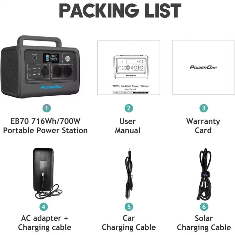 Портативна зарядна станція Bluetti EB70 (720Wh) (EB70)