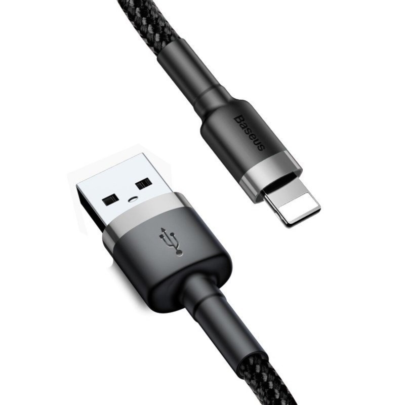 Кабель Baseus Cafule Cable USB For Lightning 2.4A 0.5m Gray+Black (CALKLF- AG1)