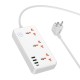 Мережевий подовжувач HOCO AC8A Storm 3-position socket(PD30W/1C3A) White (6942007600101 )