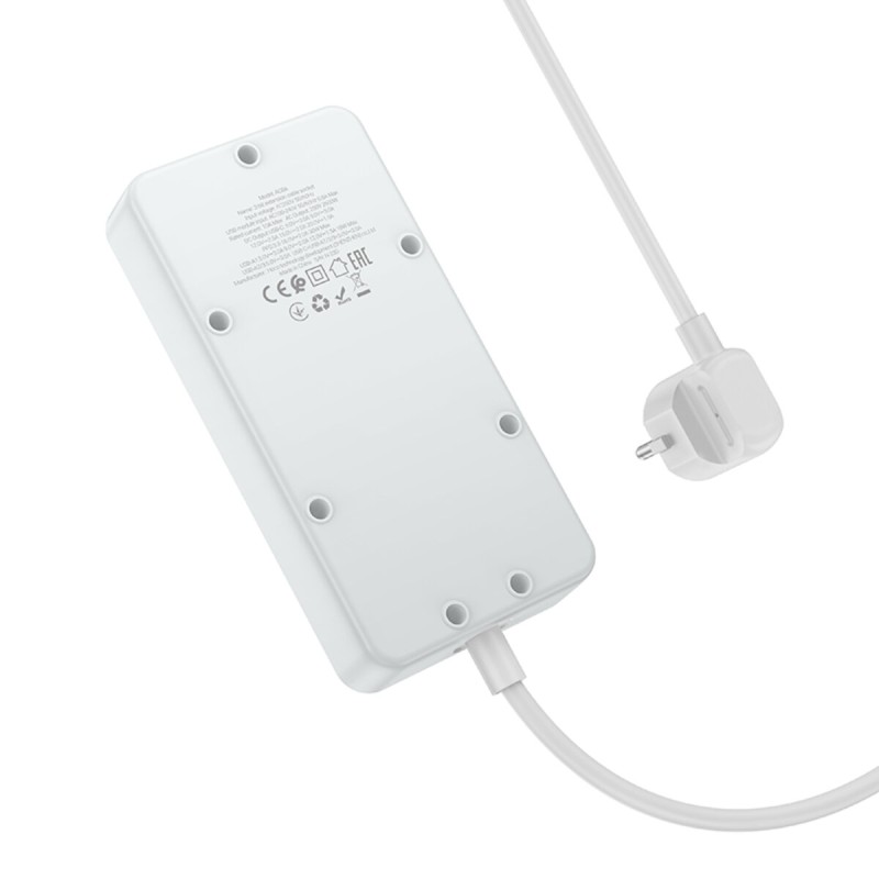 Мережевий подовжувач HOCO AC8A Storm 3-position socket(PD30W/1C3A) White (6942007600101 )