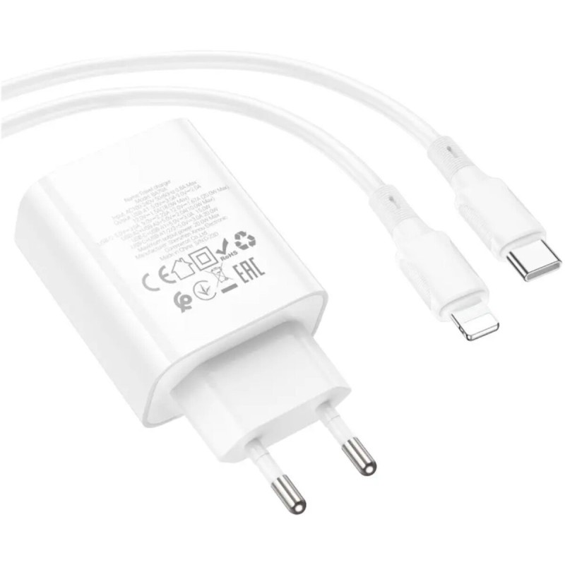 Мережевий зарядний пристрій BOROFONE BA79A Clever four-port PD20W(1C3A) charger set(C to iP) White (BA79ACLW)