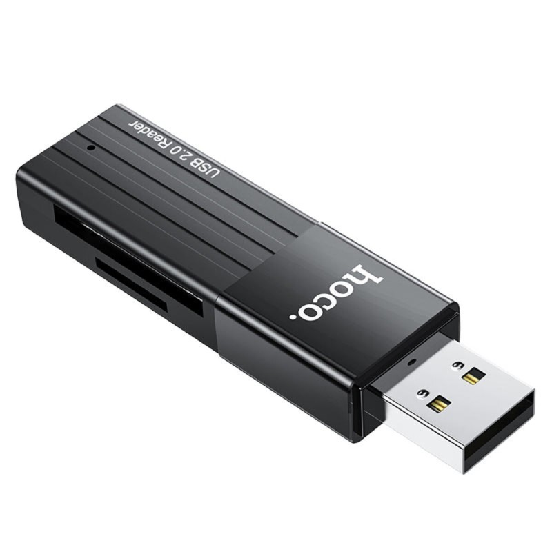 Хаб HOCO HB20 Mindful 2-in-1card reader(USB2.0) Black (6931474735201)