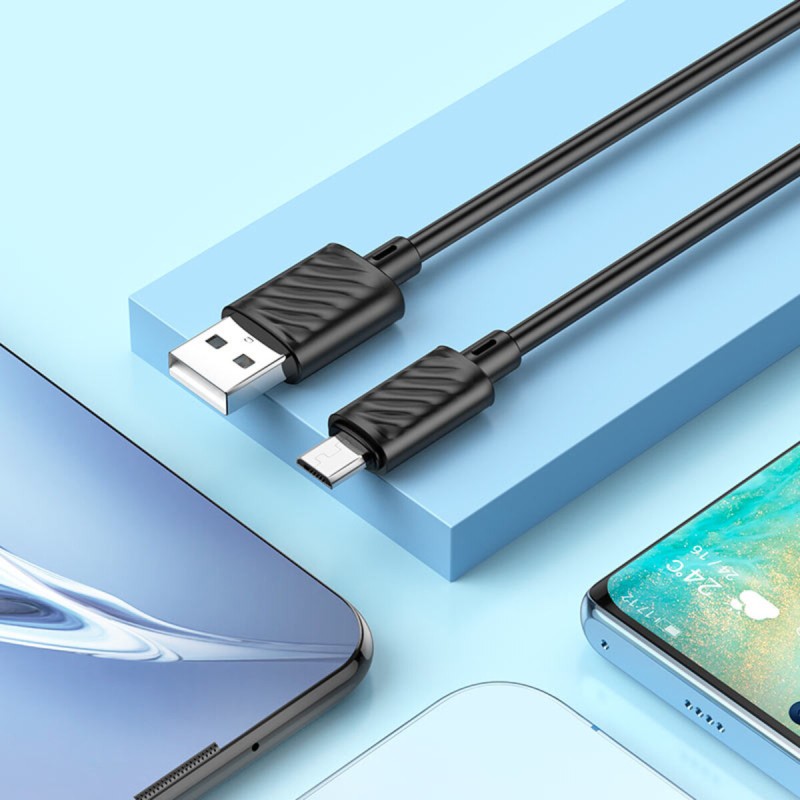 Кабель HOCO X88 Gratified charging data cable for Micro Black (6931474783325)