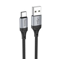 Кабель HOCO X102 USB to Type-C 3A, 1m, nylon, aluminum connectors, Black (6942007608770)