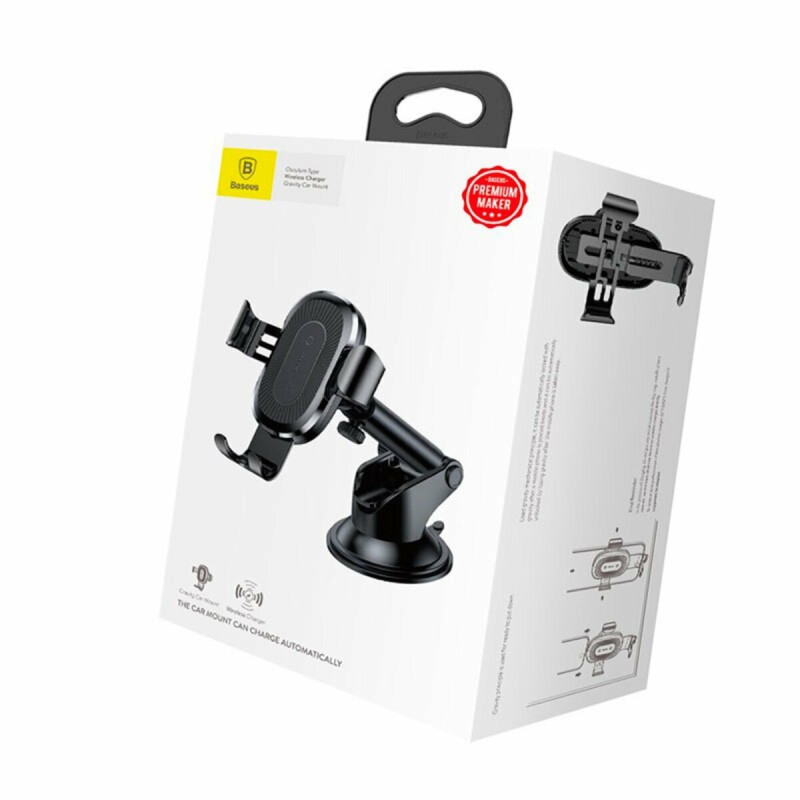 Тримач для мобiльного з БЗП Baseus Wireless Holder Osculum Type Black (WXYL-A01_)