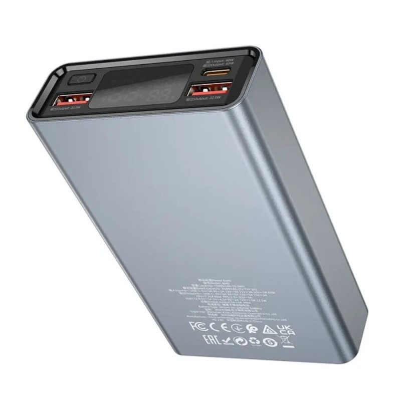 Зовнішній акумулятор BOROFONE BJ40 Happy way 65W power bank(15000mAh) Metal Gray (6941991107665)