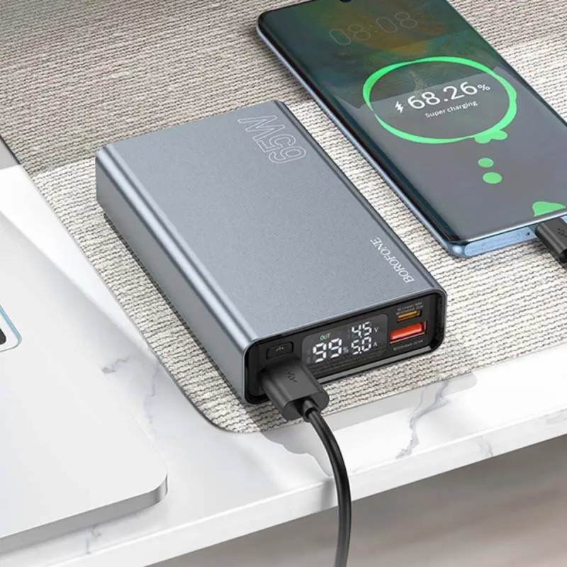 Зовнішній акумулятор BOROFONE BJ40 Happy way 65W power bank(15000mAh) Metal Gray (6941991107665)