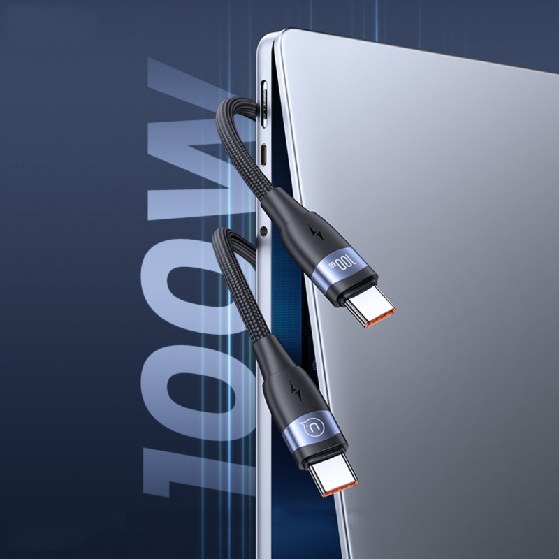 Кабель Usams US-SJ632 U85 Type-C To Type-C PD100W Aluminum Alloy Fast Charging & Data Cable black (SJ632USB01)
