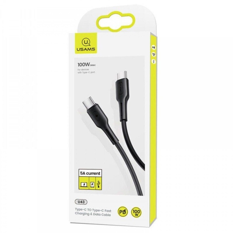 Кабель Usams US-SJ459 U43 Type-C TO Type-C 100W PDFast Charging & Data Cable 1.2m black (SJ459USB01)