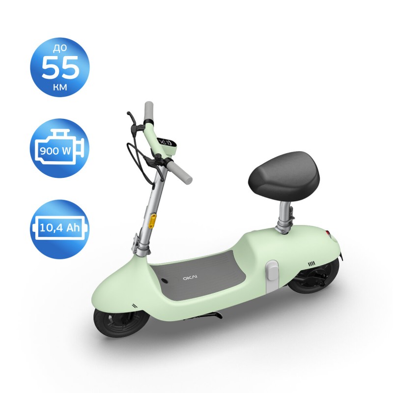 Електросамокат з сидінням OKAI Ceetle PRO EA10C Mint Green 10', 350(900)W, 25Km/h, 10,4Ah, 55Km, 20%,NFC, App, 29kg (EA10C-MG)