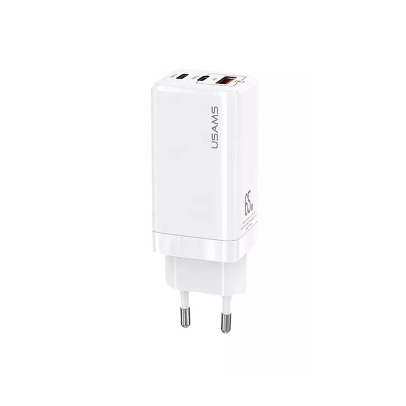 Мережевий зарядний пристрій Usams US-CC110 T33 65W 3 Ports GaN Mini Fast Charger white (CC110TC02)