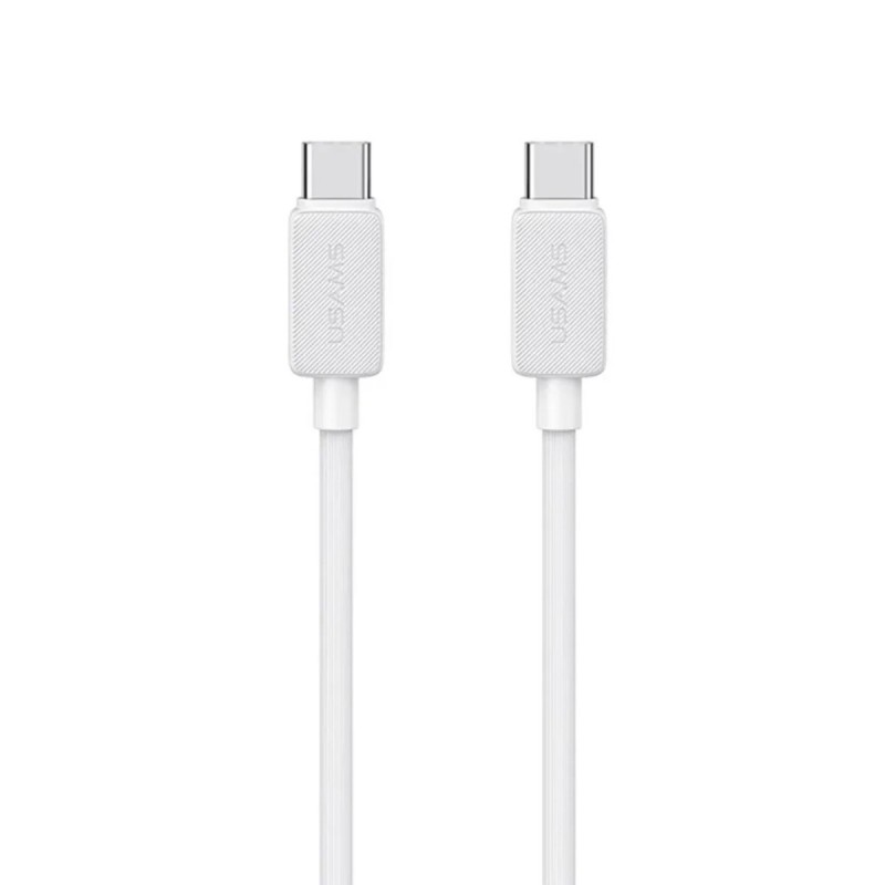 Кабель Usams US-SJ691 60W Striped Data Cable Type-C To Type-C-KY Series 1M white (SJ691USB02)