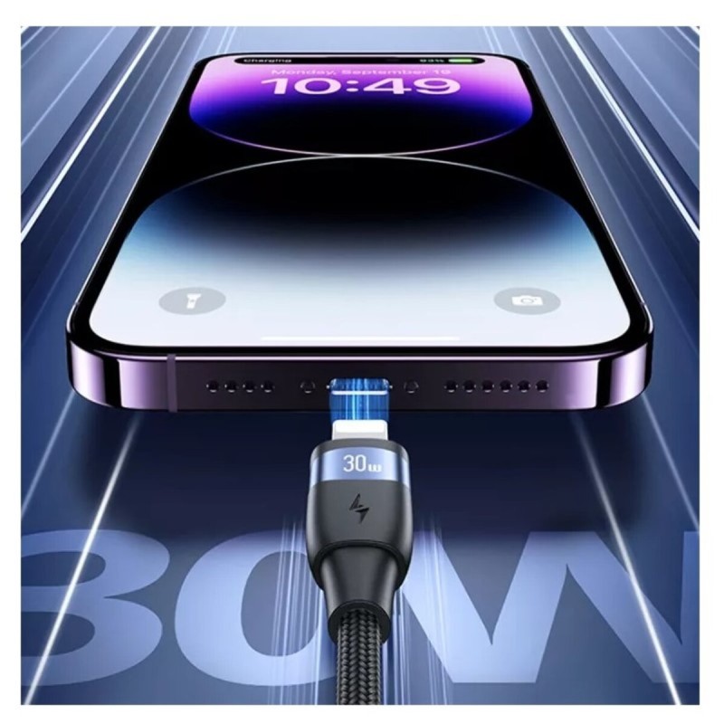 Кабель Usams US-SJ634 U85 Type-C To Lightning PD 30W Aluminum Alloy Fast Charging & Data Cable 1.2m black (SJ634USB01)