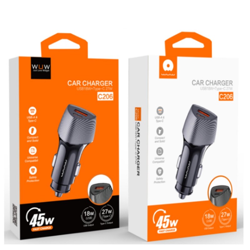 Автомобільний зарядний пристрій WUW-C206 PD20W+QC3.0 Grey (6972573333394)