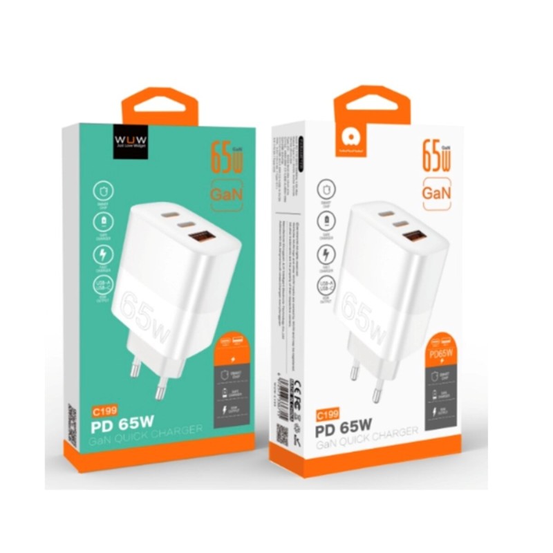 Зарядний пристрій WUW-C199 PD65W+PD20W+QC18W GaN C white (6972573336715)
