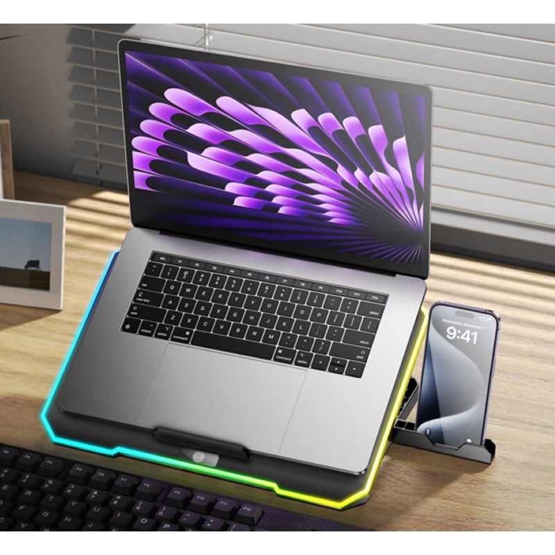Підставка для ноутбука HOCO DH19 Cool RGB notebook cooling stand Black (6942007624824)