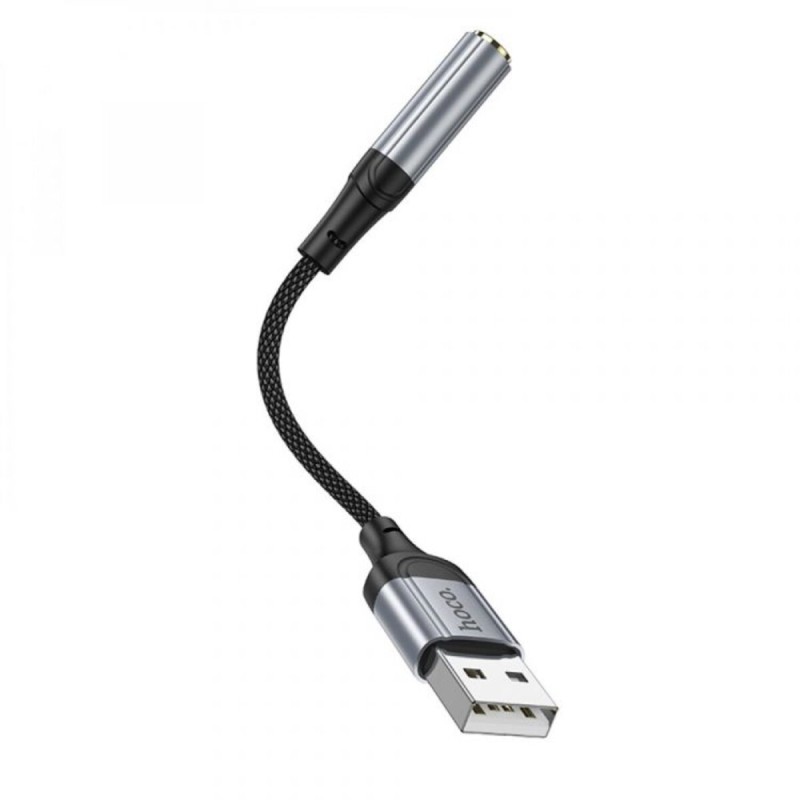 Аудiокабель HOCO LS36 Fresh external sound card USB to 3.5 Black (6942007608879 )