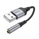 Аудiокабель HOCO LS36 Fresh external sound card USB to 3.5 Black (6942007608879 )