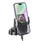 Тримач для мобільного з БЗП HOCO HW27 Traveler infrared RGB wireless fast charging car holder(center console) Black metal gray (6942007626361)