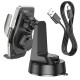 Тримач для мобільного з БЗП HOCO HW27 Traveler infrared RGB wireless fast charging car holder(center console) Black metal gray (6942007626361)