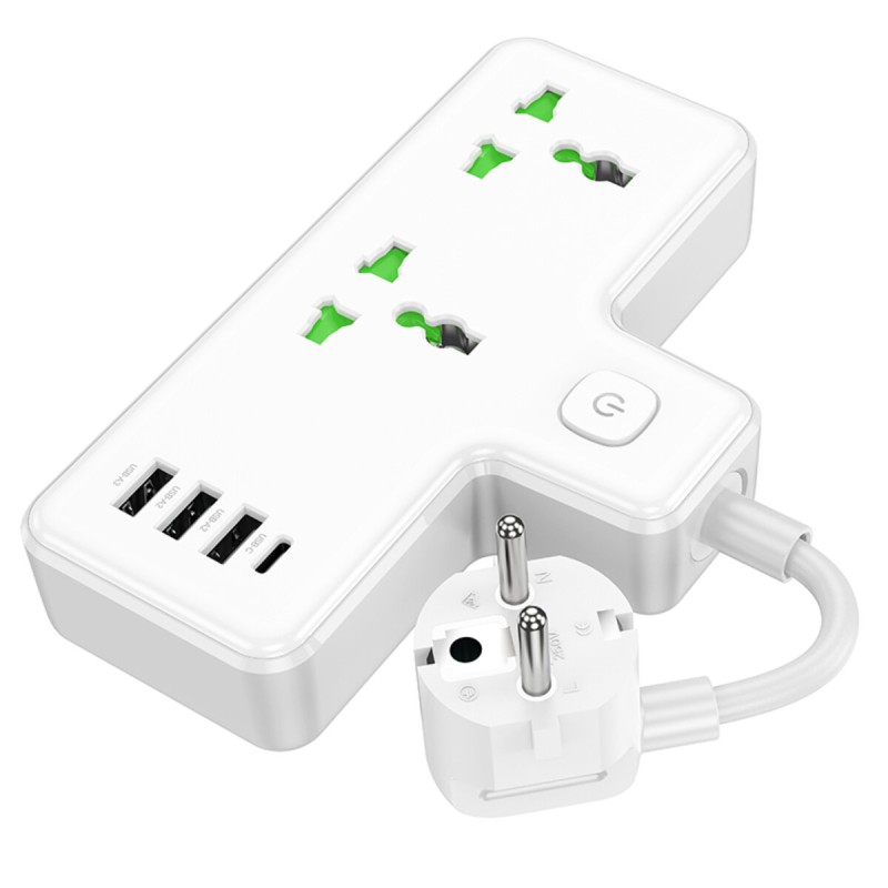 Мережевий подовжувач HOCO  AC11A Voyage 2-position expansion socket(1C3A) White (6942007607063 )