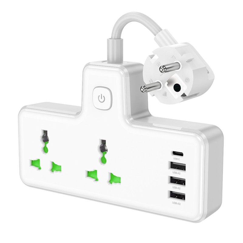 Мережевий подовжувач HOCO  AC11A Voyage 2-position expansion socket(1C3A) White (6942007607063 )