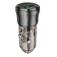 Автомобільний зарядний пристрій BOROFONE BZ23 Noble single-port QC3.0 car charger Transparent Black (6941991106903)