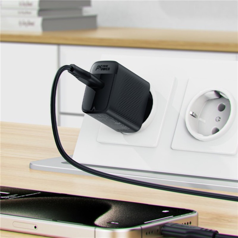 Мережевий зарядний пристрій ACEFAST A82 PD20W GaN single USB-C charger Black (6974316283232)