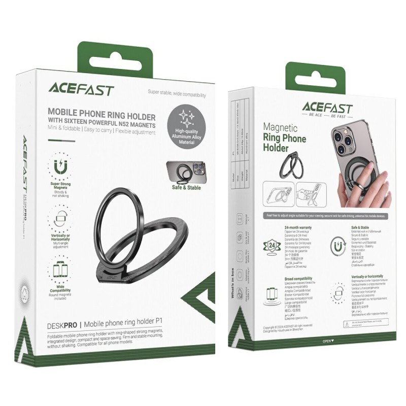 Тримач для мобільного ACEFAST P1 mobile phone ring holder Black (6974316282976)