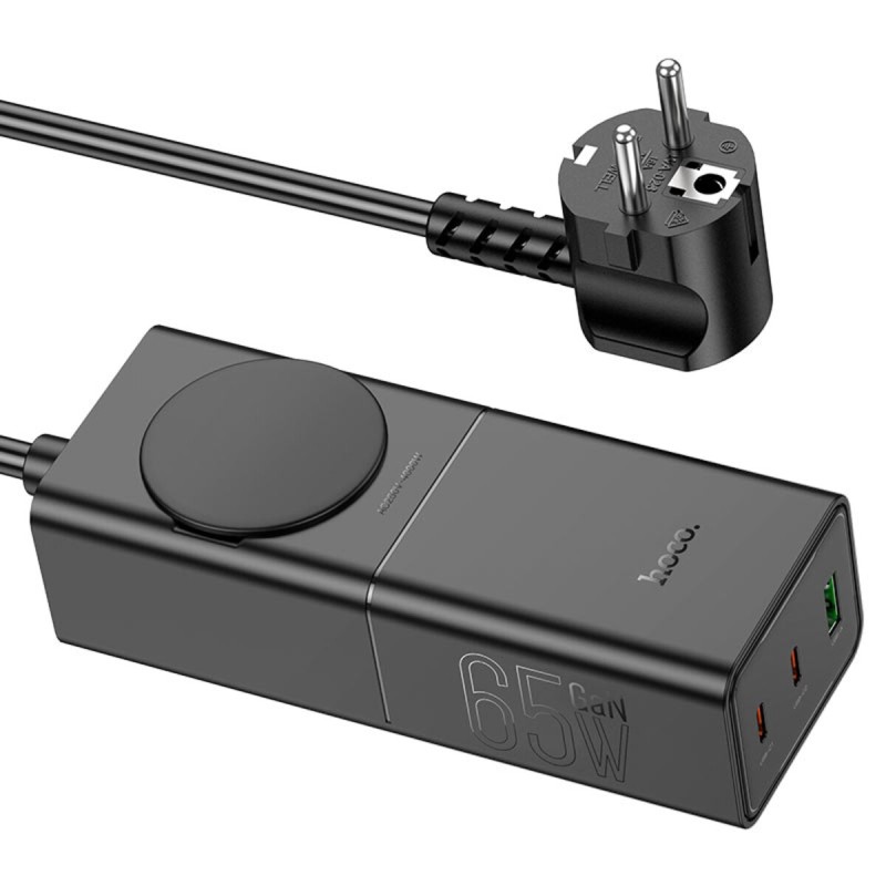 Мережевий зарядний пристрій Hoco NS4 Sharp PD65W(2C1A) desktop socket(EU/GER) Black (6942007617352)