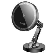 Тримач для мобiльного з БЗП HOCO HW26 Jacques metal magnetic wireless fast charging car holder Black metal gray (6942007623490)